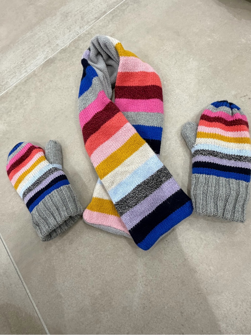 Baby GAP Kids Striped Knit Scarf and Mittens Set - Multicolor